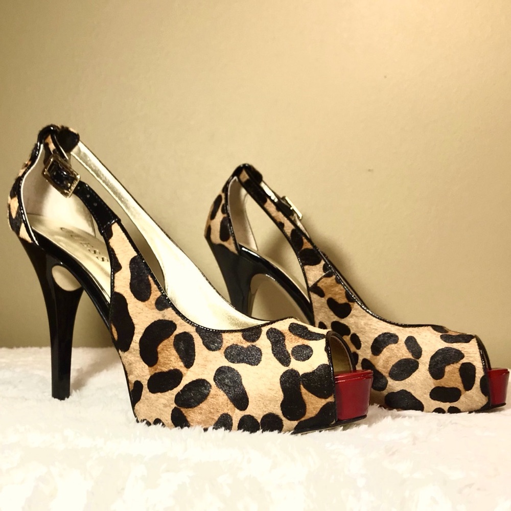 Guess Leopard Peep Toe Stiletto